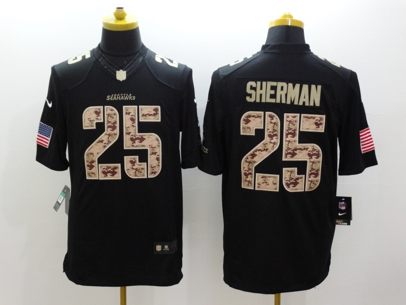 Men's Seattle Seahawks Richard Sherman #25 Black Jersey